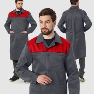 Халат мужской Легион (тк.Смесовая,210), т.серый/красный